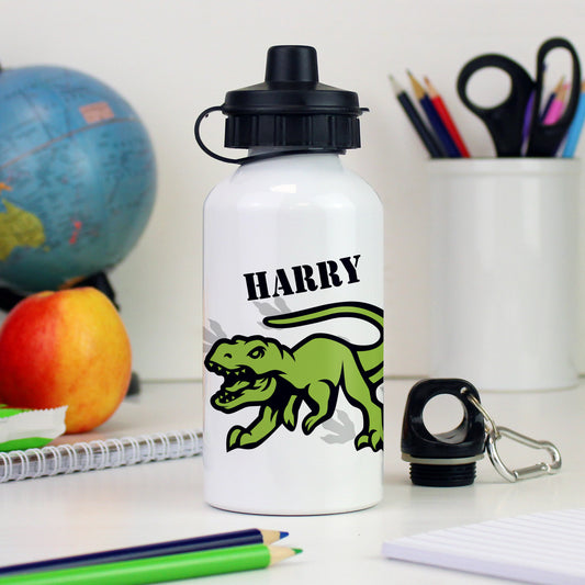 Personalised Dinosaur White Drinks Bottle