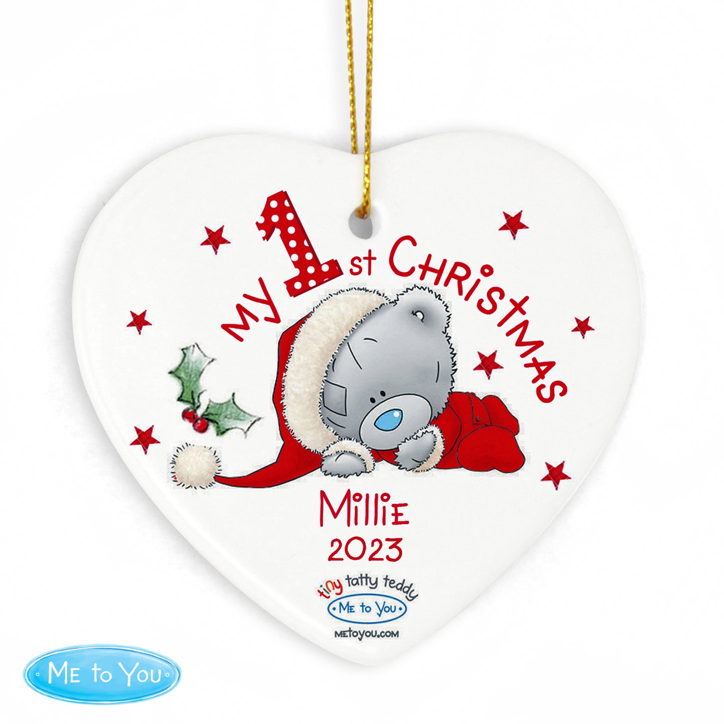 Personalised Me to You My 1st Christmas Ceramic Heart Decoration