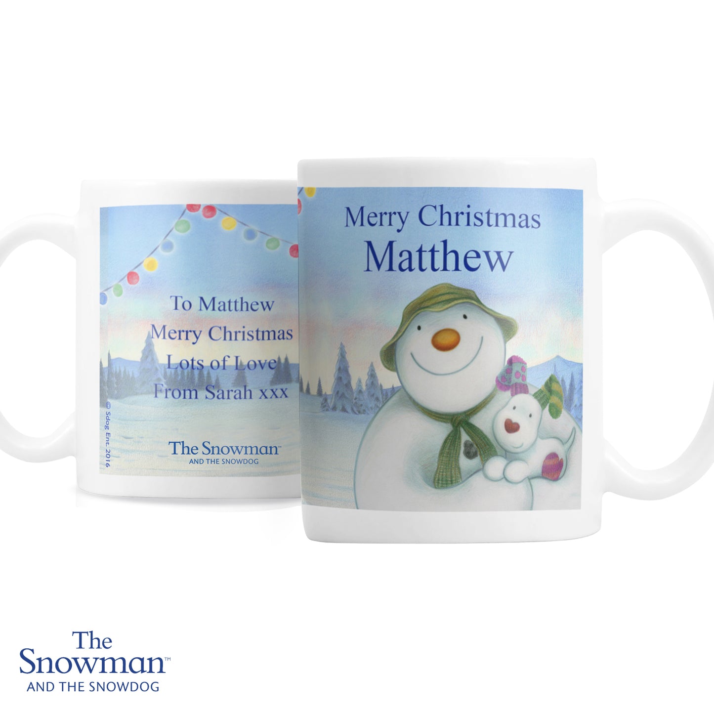 Personalised Traditional The Snowman and the Snowdog Mug