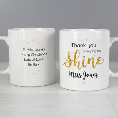 Personalised Shine Teacher Mug