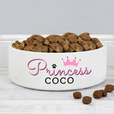 Personalised Princess 15cm Medium Ceramic White Pet Bowl