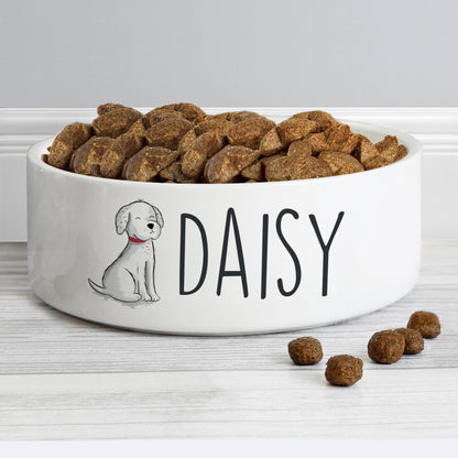 Personalised Scribble Dog 15cm Medium Pet Bowl