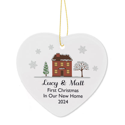 Personalised Cosy Christmas Ceramic Heart Decoration