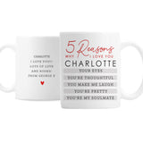 Personalised 5 Reasons Why Mug