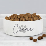 Personalised Grey Paw Print Name 15cm Medium Pet Bowl