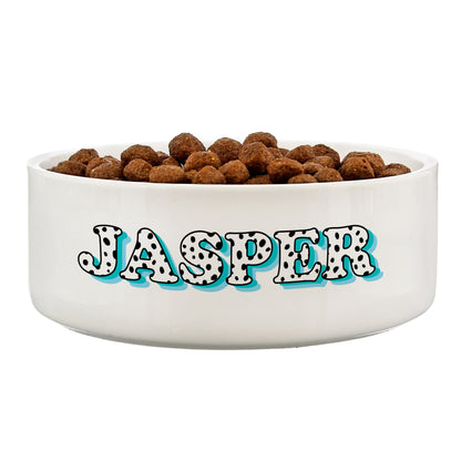 Personalised Blue Spots Name 15cm Medium Pet Bowl