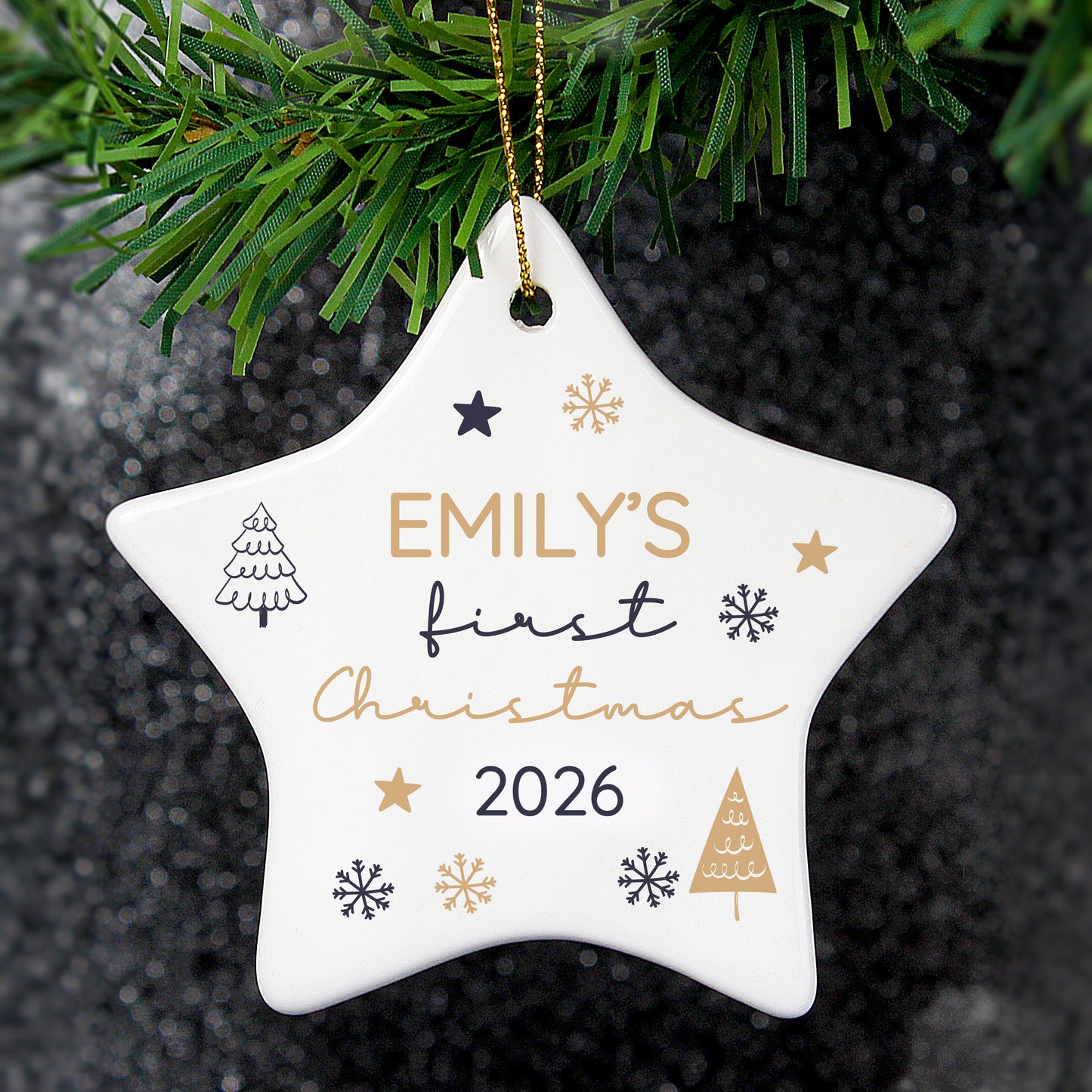 Personalised First Christmas Star Christmas Tree Decoration