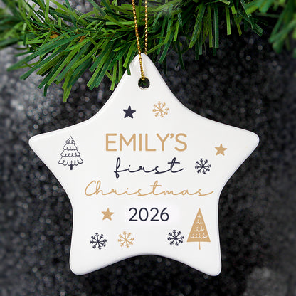 Personalised First Christmas Star Christmas Tree Decoration