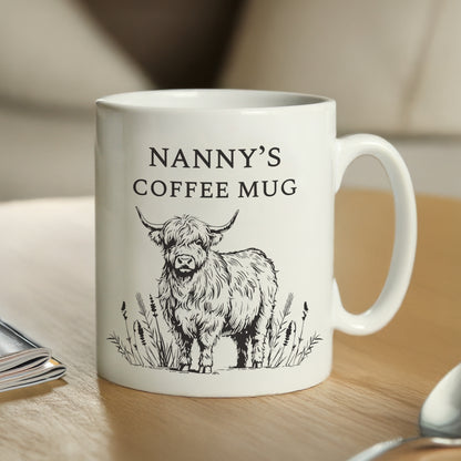 Personalised Black Highland Cow Mug