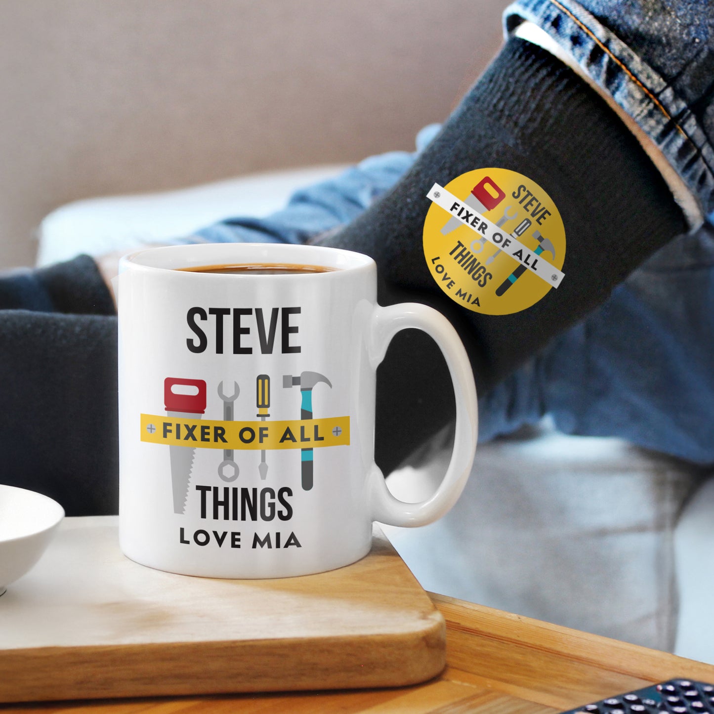 Personalised Fixer of All Things Mug & Socks Set