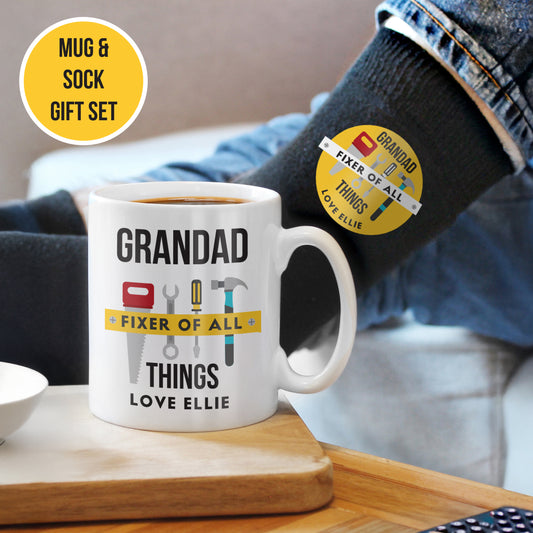 Personalised Fixer of All Things Mug & Socks Set