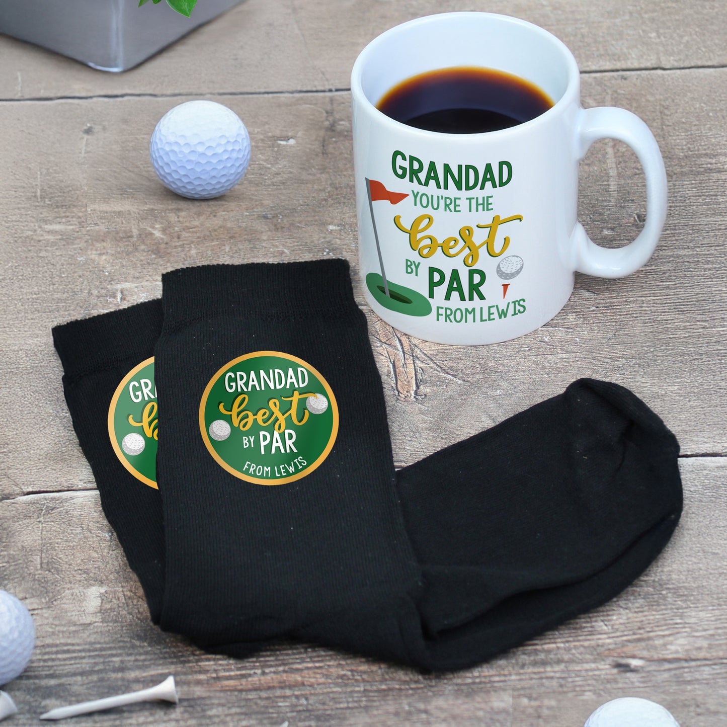 Personalised Best By Par Mug & Socks Set
