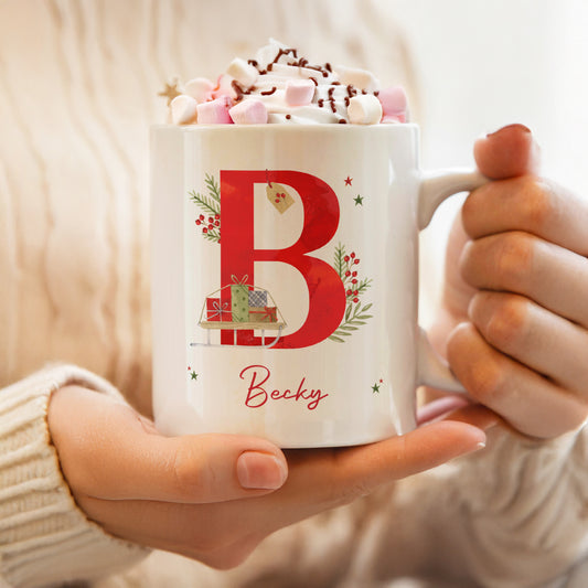 Personalised Christmas Initial Mug