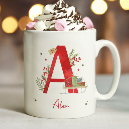 Personalised Christmas Initial Mug