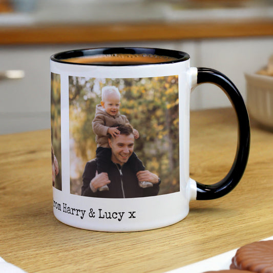 Personalised Multi Photo Upload Black Handle Mug