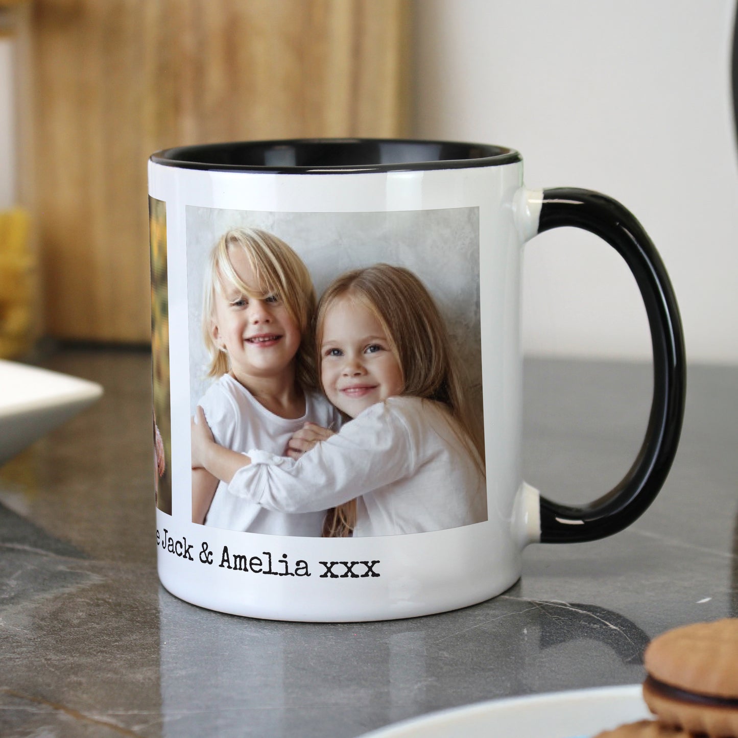 Personalised Multi Photo Upload Black Handle Mug
