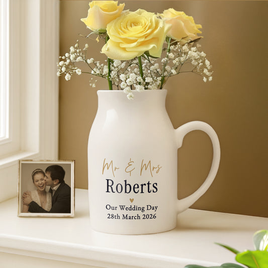 Personalised Black & Gold Free Text Jug Vase