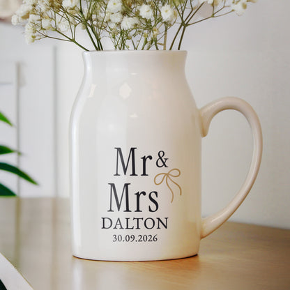 Personalised Black & Gold Couples Jug Vase