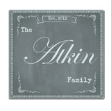 Personalised Family Chalk Glass Chopping Board/Worktop Saver