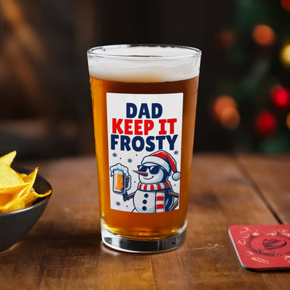 Personalised Snowman Pun Christmas Beer Glass