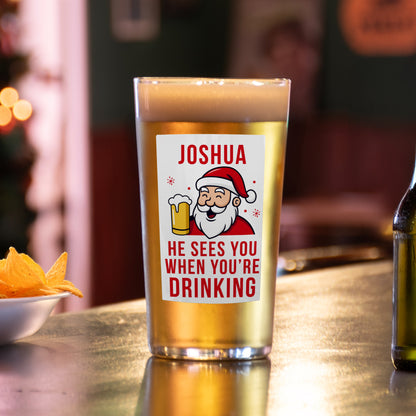 Personalised Santa Pun Christmas Beer Glass