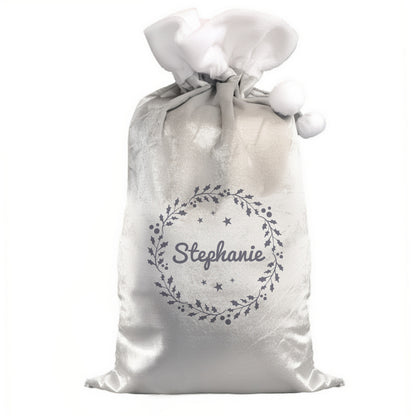 Personalised Holly Grey Christmas Sack