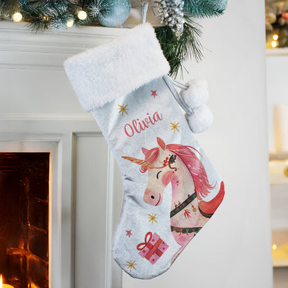 Personalised Unicorn Christmas Stocking
