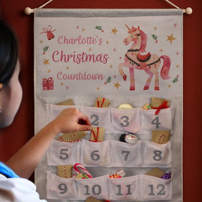 Personalised Unicorn Christmas Advent Calendar