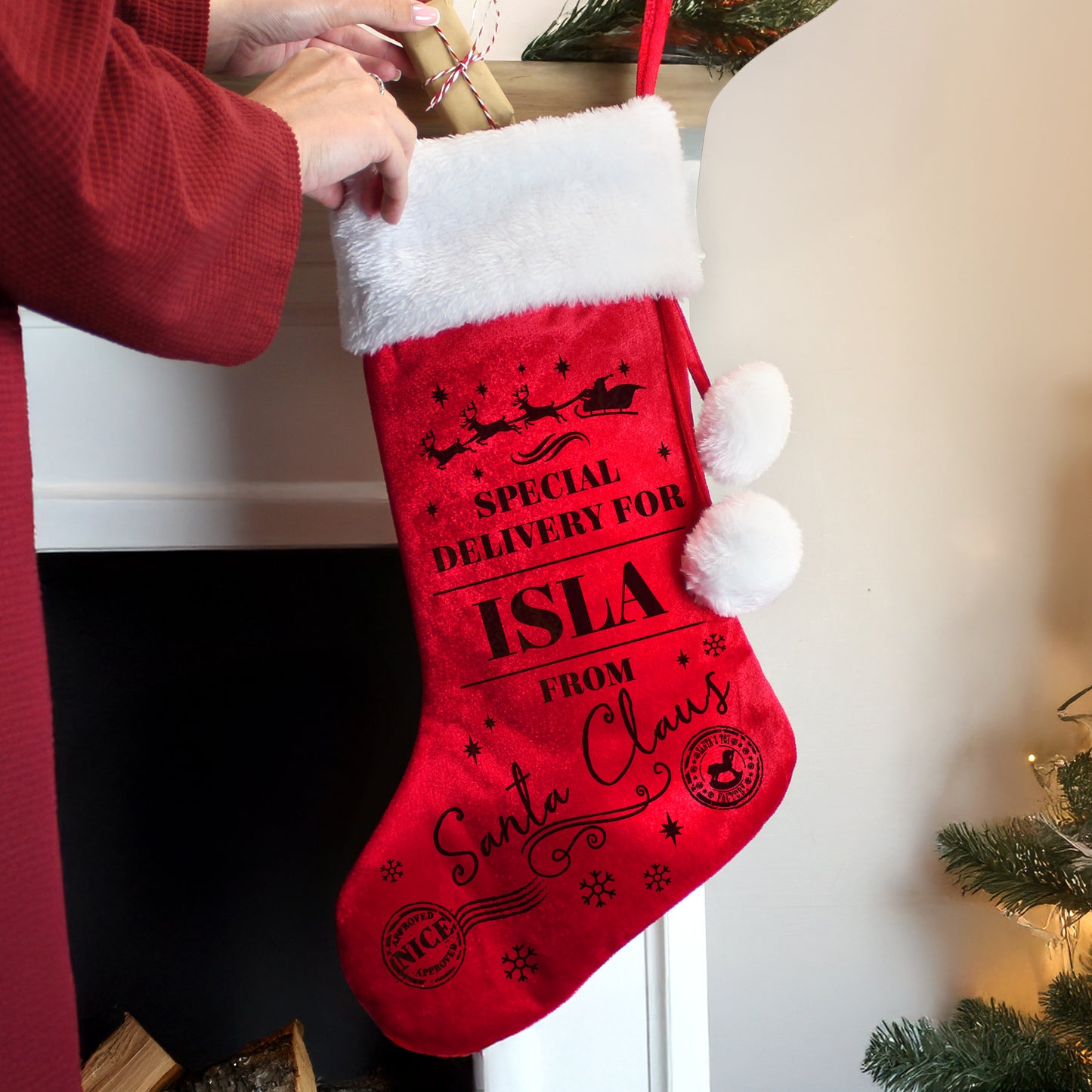 Personalised Special Delivery Red Stocking