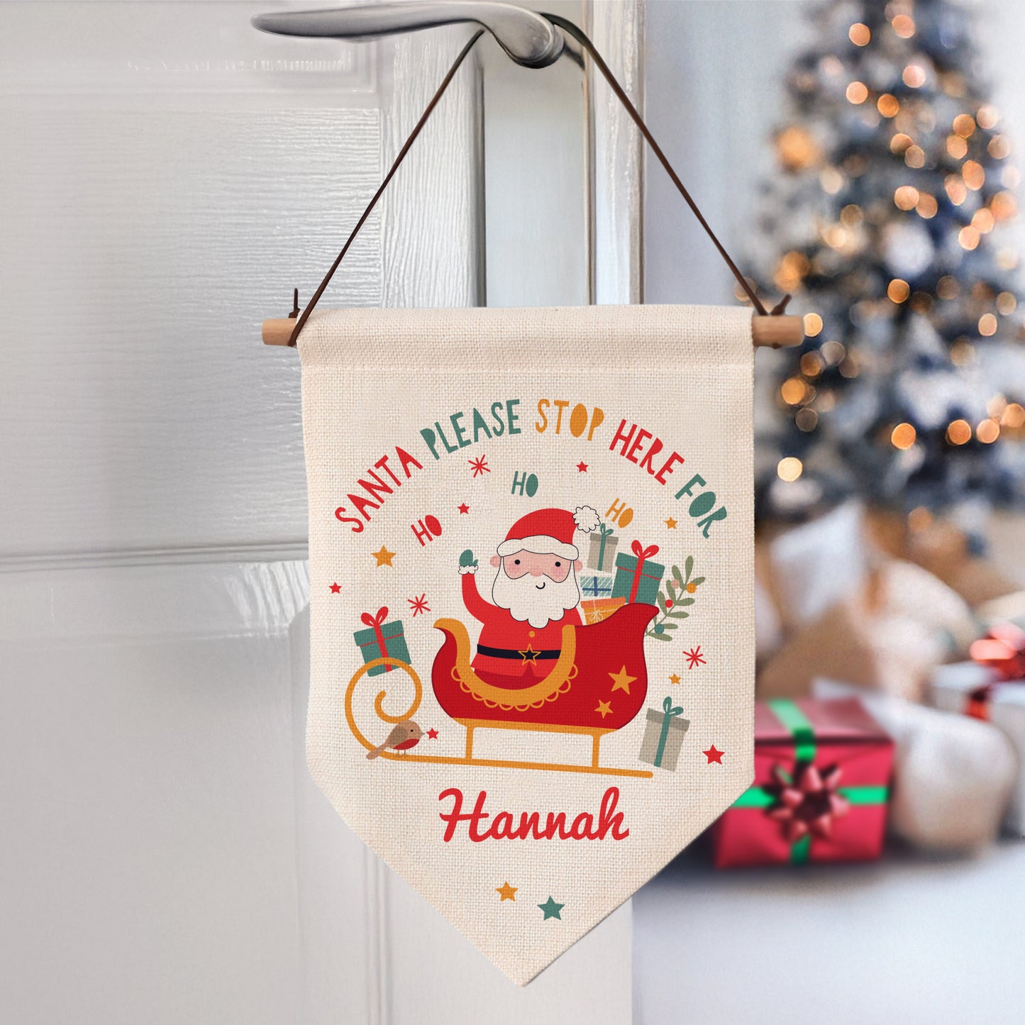 Personalised Santa Stop Here Banner