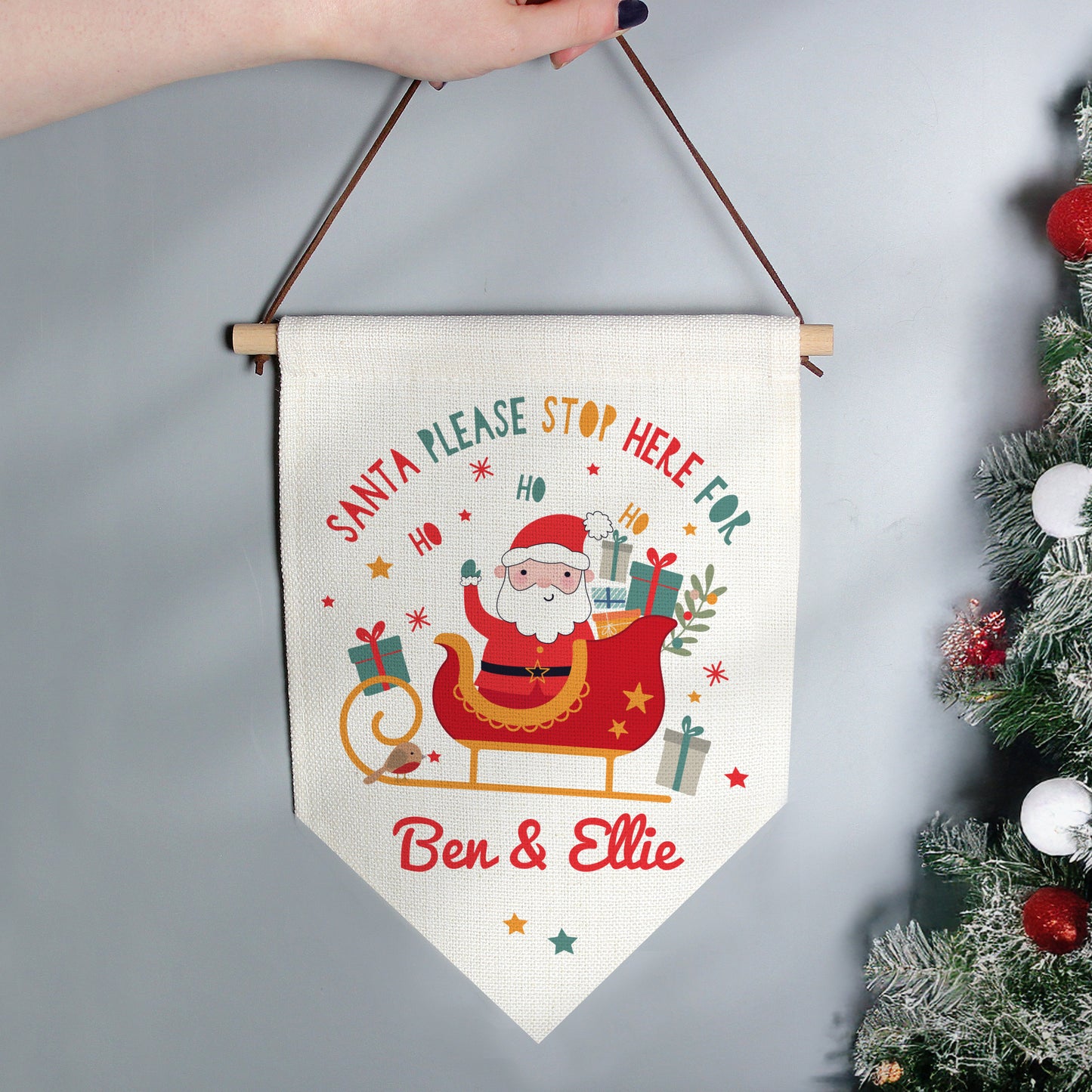 Personalised Santa Stop Here Banner
