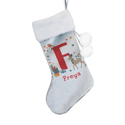 Personalised Initial Reindeer Christmas Stocking
