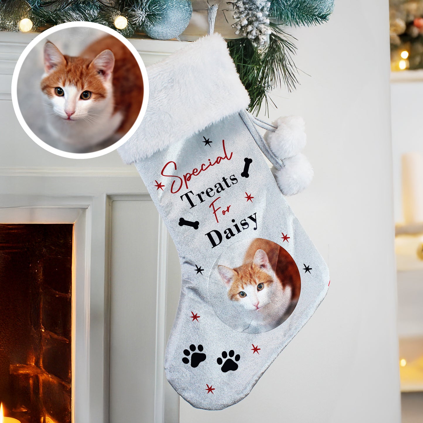 Personalised Photo Upload Dog Christmas Stocking