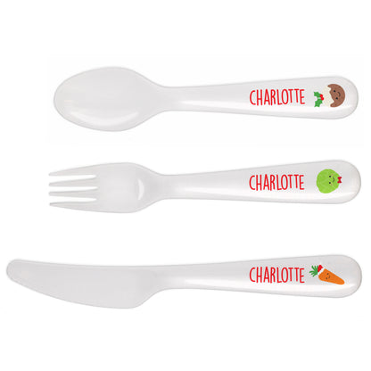 Personalised 'First Christmas Dinner' 3 Piece Plastic Cutlery Set