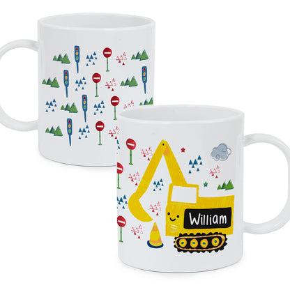 Personalised Digger Plastic Mug