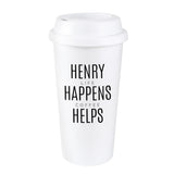 Personalised Black Text Slogan Insulated Reusable Eco Travel Cup