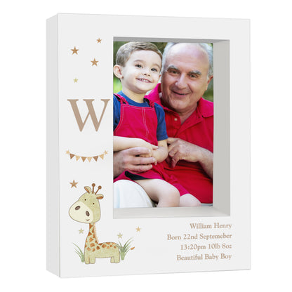 Personalised Hessian Giraffe 5x7 Box Photo Frame