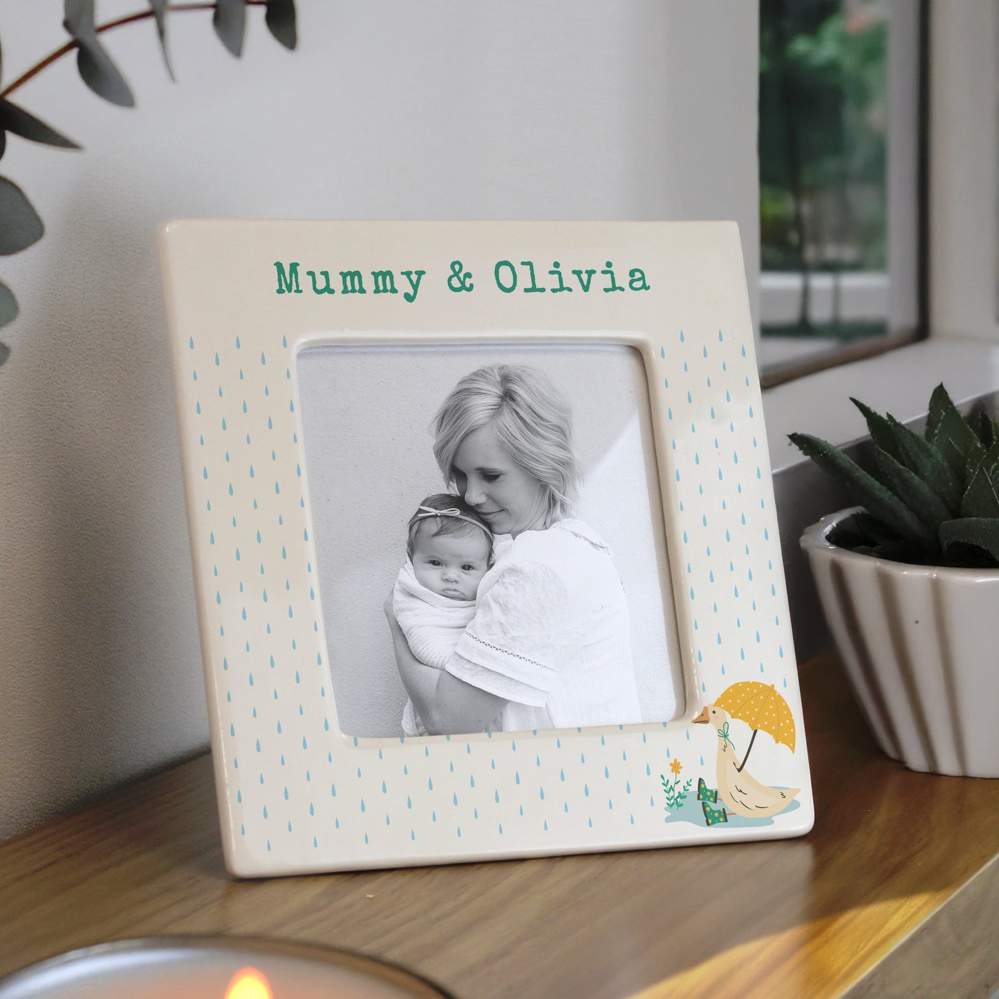Personalised Puddle Duck Ceramic 4x4 Frame