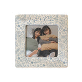 Personalised Blue Floral Ceramic 4x4 Frame