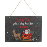 Personalised Santa Stop Here Slate Sign