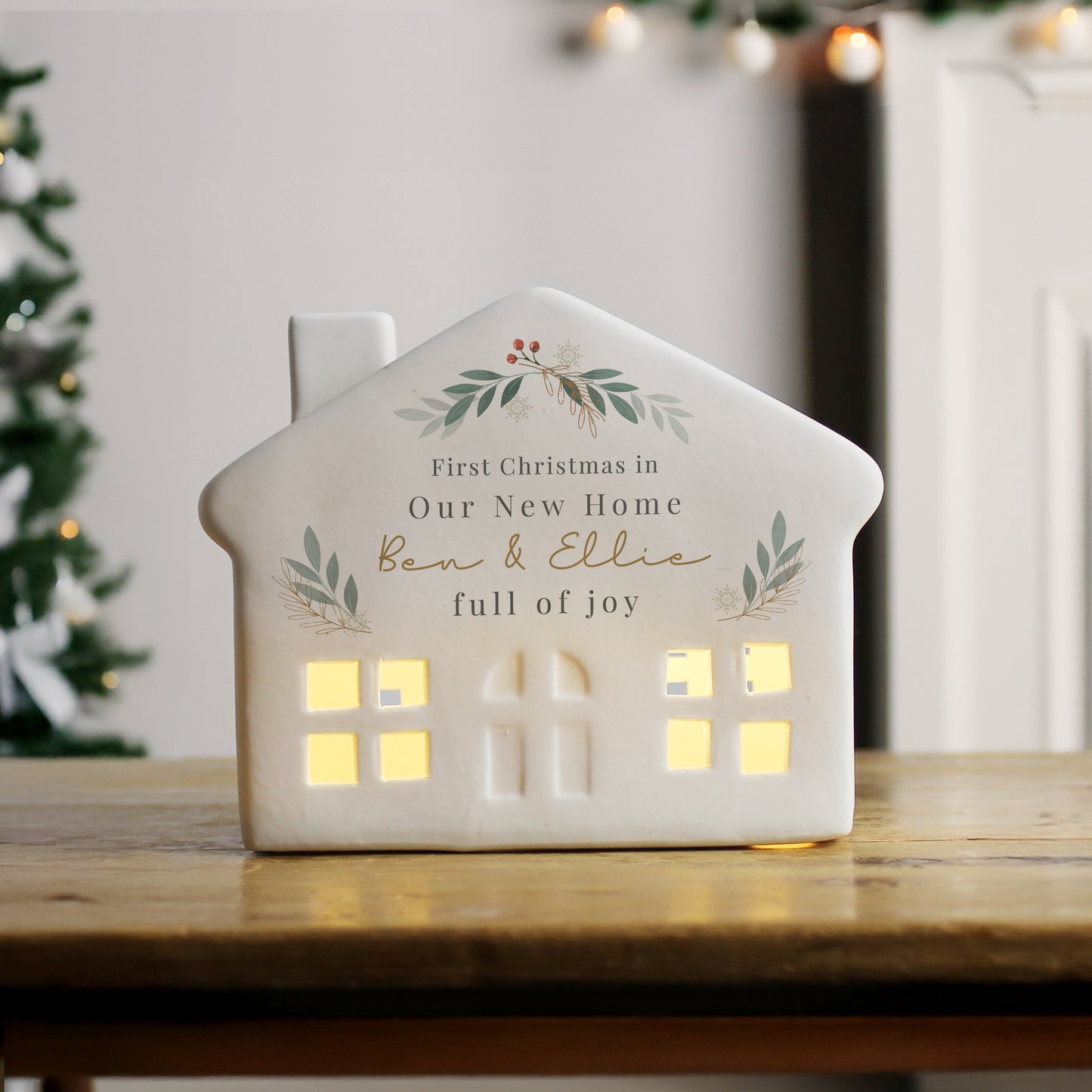 Personalised Christmas Foliage LED House