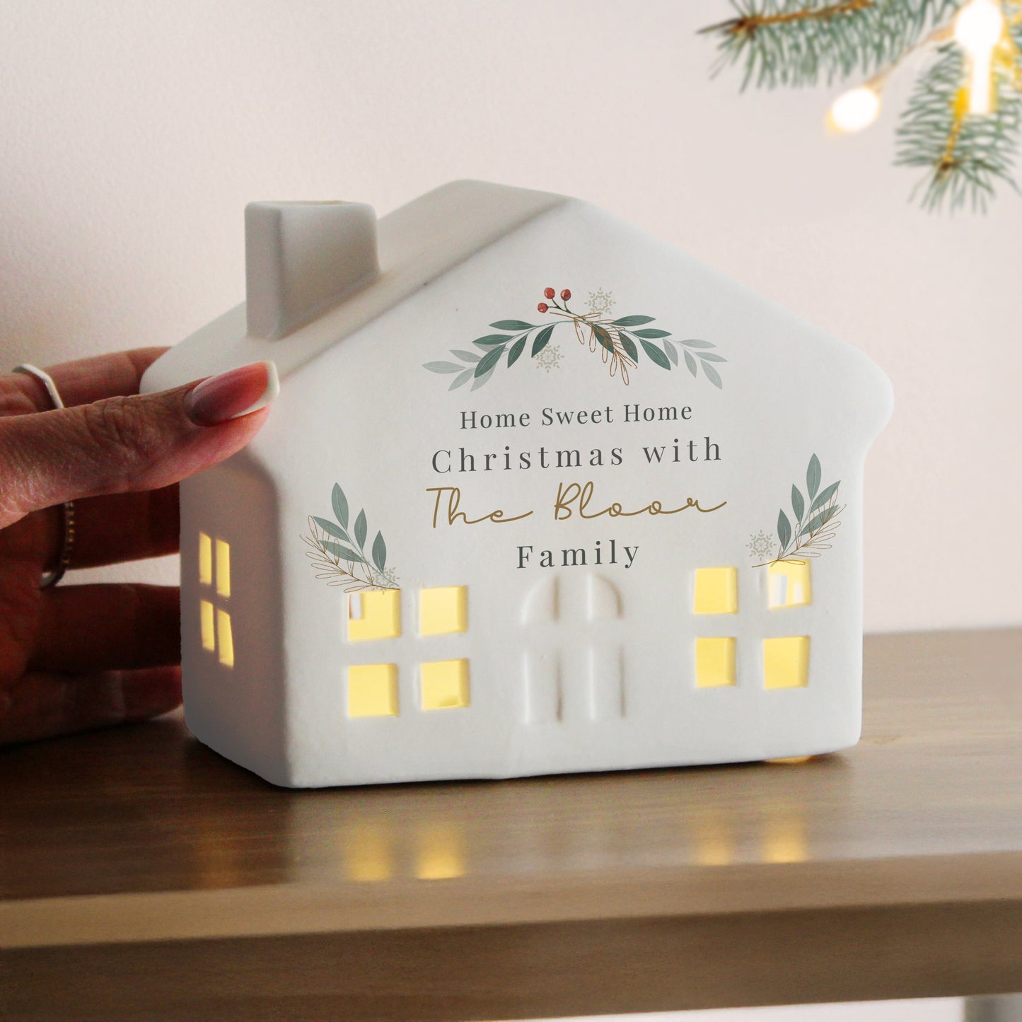 Personalised Christmas Foliage LED House