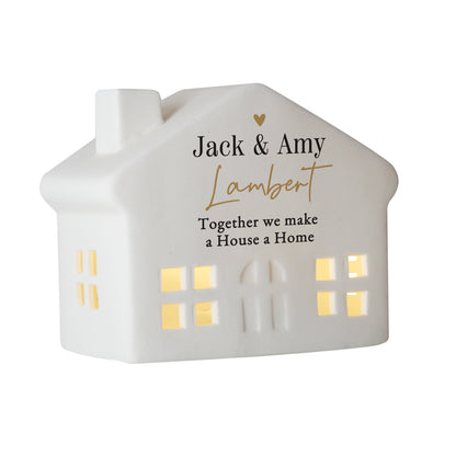 Personalised Black & Gold Free Text Ceramic LED House