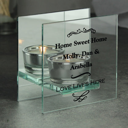 Personalised Antique Scroll Mirrored Glass Tea Light Candle Holder