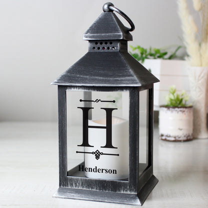 Personalised Initial Rustic Black Lantern