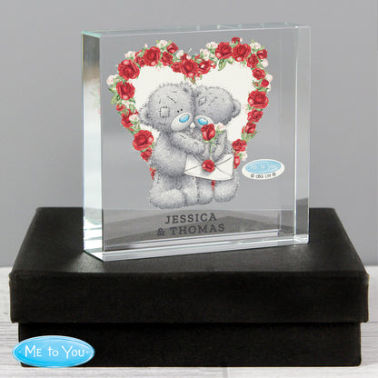 Personalised Me to You Rose Heart Crystal Token