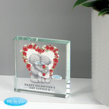 Personalised Me to You Rose Heart Crystal Token
