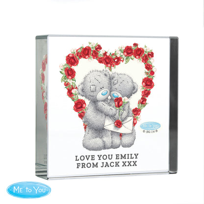 Personalised Me to You Rose Heart Crystal Token