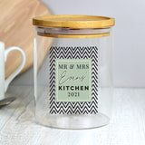 Personalised Abstract Free Text Glass Jar with Bamboo Lid