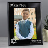 Personalised Bar and Bat Mitzvah Black Glass 5x7 Photo Frame